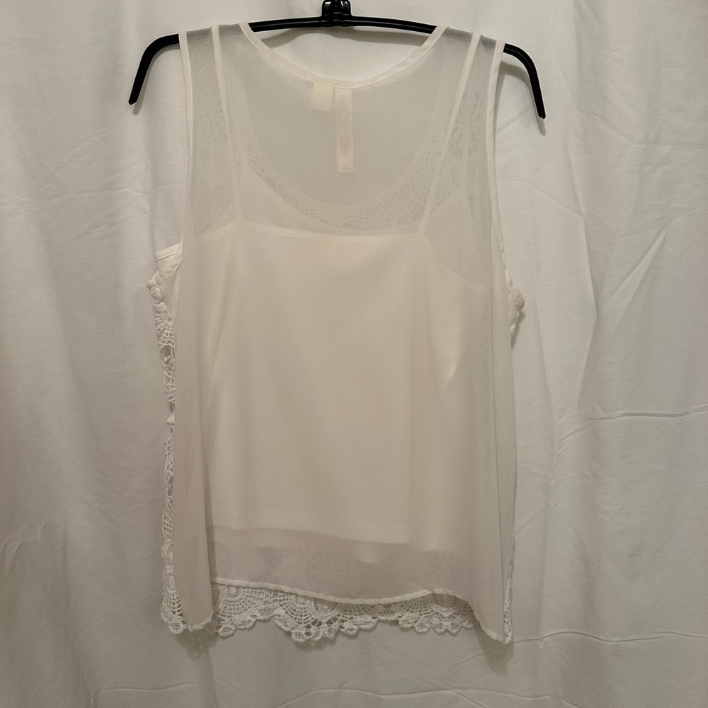 Adiva Ivory Crochet Sleeveless Top Cotton/Polyester M - Picture 4 of 7